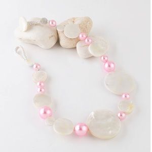 Viktoria Hayman White Mother of Pearl and Faux Pearl Station Necklace